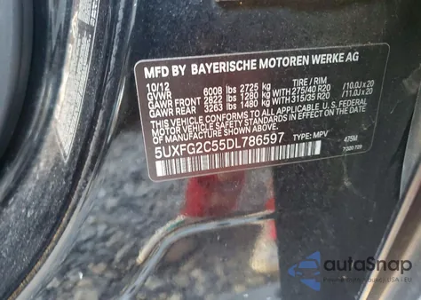 2013 BMW X6 xDrive35I z USA, uszkodzony, nr VIN 5UXFG2C55DL786597
